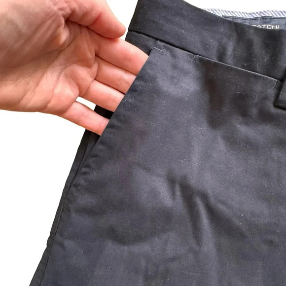 Bugatchi Black Shorts Flat Cotton Size 30 Mens Chino NWT - Picture 11 of 12